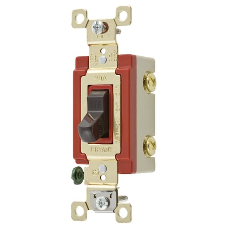 Bryant Toggle Switch, General Purpose AC, Double Pole, 20A 120/277V AC, Back and Side Wired, Brown 4902